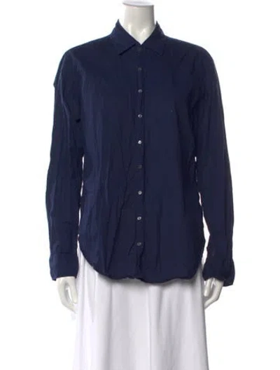 Pre-owned Xirena Long Sleeve Button-up Top In Blue