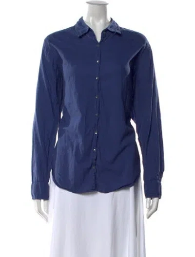 Pre-owned Xirena Long Sleeve Button-up Top In Blue
