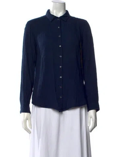Pre-owned Xirena Long Sleeve Button-up Top In Blue