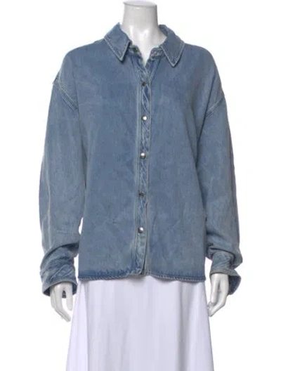 Pre-owned Xirena Long Sleeve Button-up Top In Blue