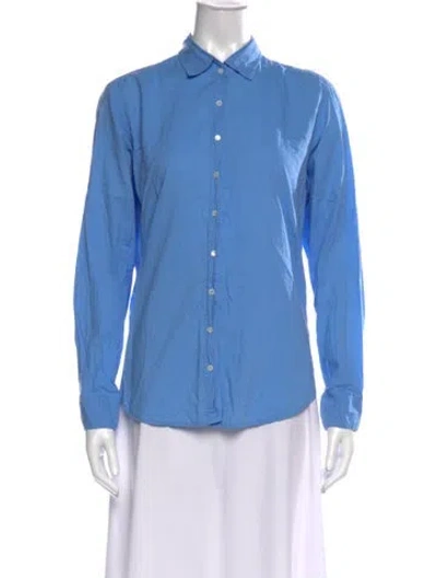 Pre-owned Xirena Long Sleeve Button-up Top In Blue