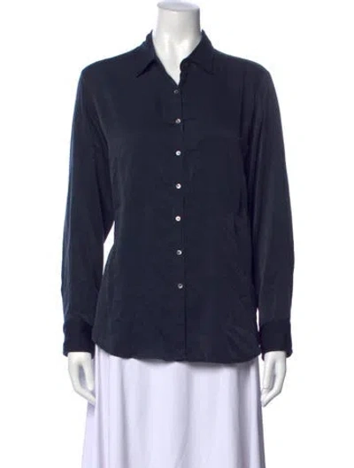 Pre-owned Xirena Long Sleeve Button-up Top In Blue