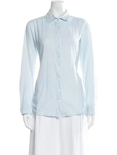 Pre-owned Xirena Long Sleeve Button-up Top In Blue