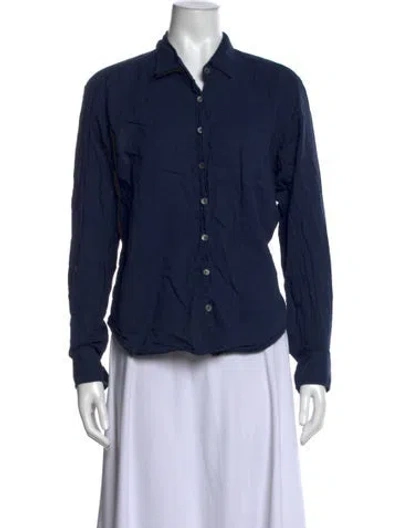 Pre-owned Xirena Long Sleeve Button-up Top In Blue