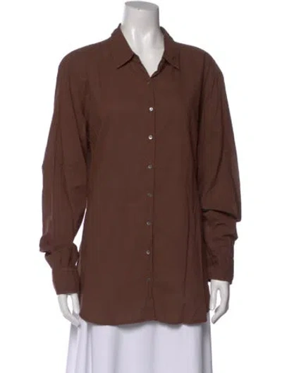 Pre-owned Xirena Long Sleeve Button-up Top In Brown