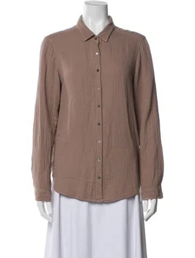 Pre-owned Xirena Long Sleeve Button-up Top In Brown