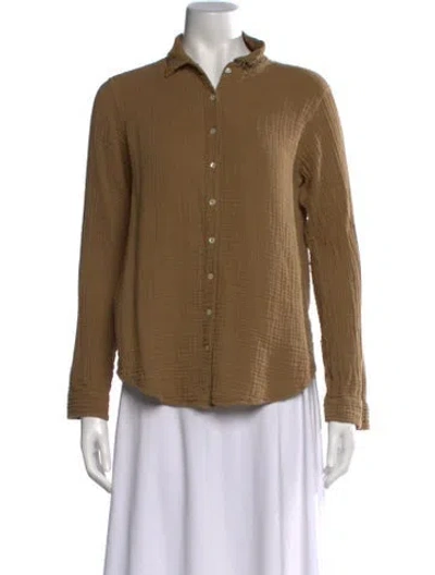 Pre-owned Xirena Long Sleeve Button-up Top In Brown