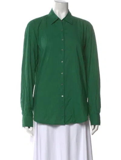 Pre-owned Xirena Long Sleeve Button-up Top In Green