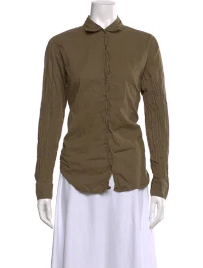 Pre-owned Xirena Long Sleeve Button-up Top In Green