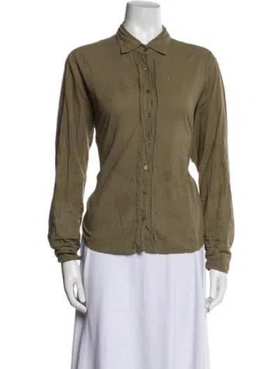 Pre-owned Xirena Long Sleeve Button-up Top In Green