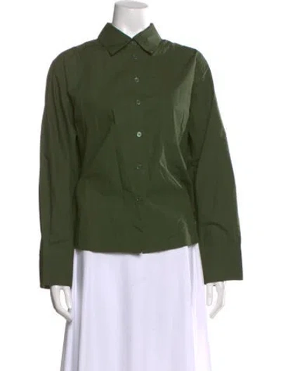 Pre-owned Xirena Long Sleeve Button-up Top In Green