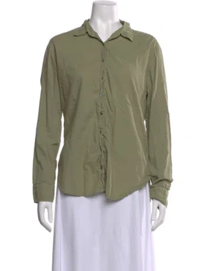 Pre-owned Xirena Long Sleeve Button-up Top In Green