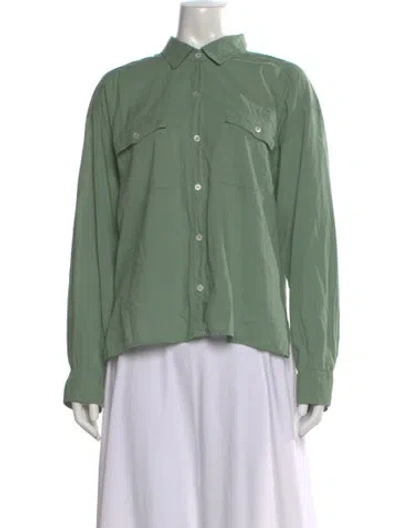 Pre-owned Xirena Long Sleeve Button-up Top In Green