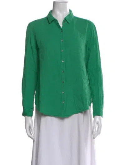 Pre-owned Xirena Long Sleeve Button-up Top In Green
