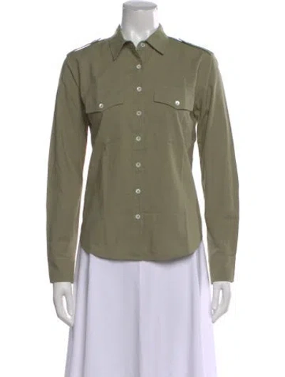 Pre-owned Xirena Long Sleeve Button-up Top In Green