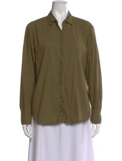 Pre-owned Xirena Long Sleeve Button-up Top In Green