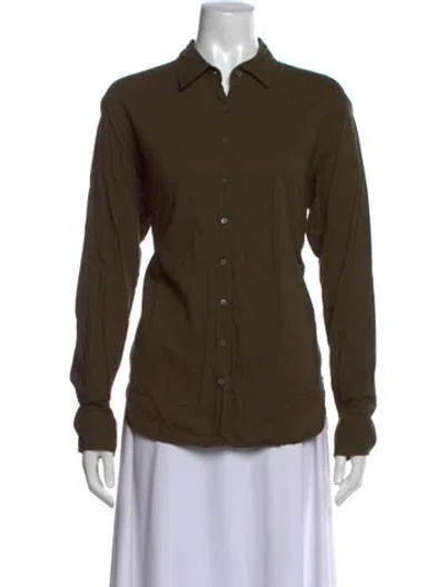 Pre-owned Xirena Long Sleeve Button-up Top In Green