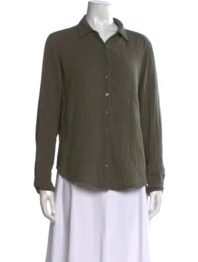Pre-owned Xirena Long Sleeve Button-up Top In Green
