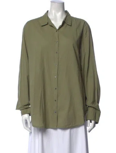 Pre-owned Xirena Long Sleeve Button-up Top In Green