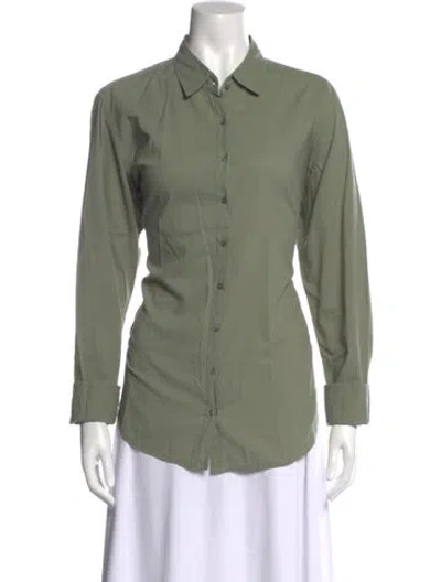 Pre-owned Xirena Long Sleeve Button-up Top In Green