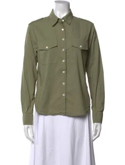 Pre-owned Xirena Long Sleeve Button-up Top In Green
