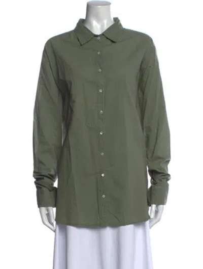 Pre-owned Xirena Long Sleeve Button-up Top In Green
