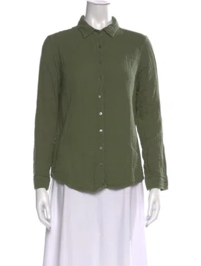 Pre-owned Xirena Long Sleeve Button-up Top In Green
