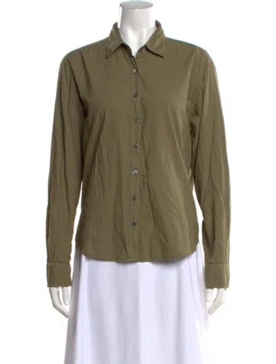 Pre-owned Xirena Long Sleeve Button-up Top In Green