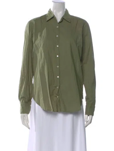 Pre-owned Xirena Long Sleeve Button-up Top In Green