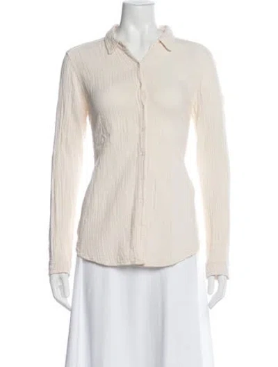 Pre-owned Xirena Long Sleeve Button-up Top In Neutral