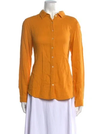 Pre-owned Xirena Long Sleeve Button-up Top In Orange