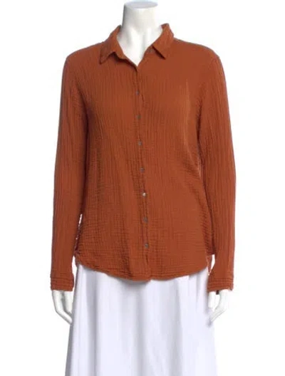 Pre-owned Xirena Long Sleeve Button-up Top In Orange
