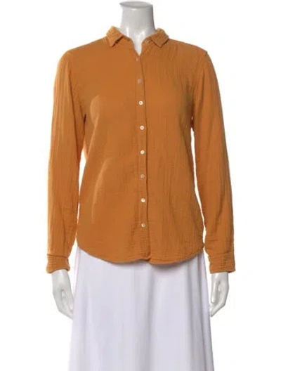 Pre-owned Xirena Long Sleeve Button-up Top In Orange