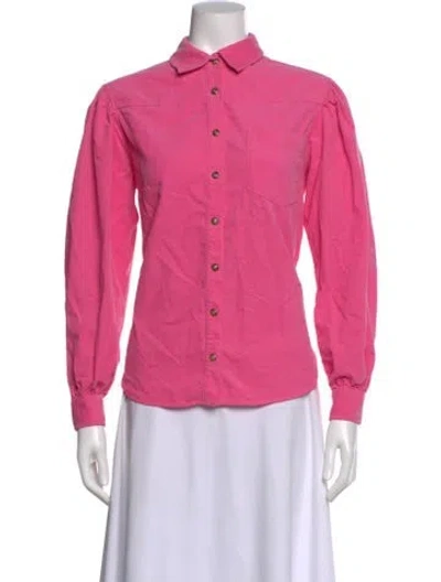 Pre-owned Xirena Long Sleeve Button-up Top In Pink
