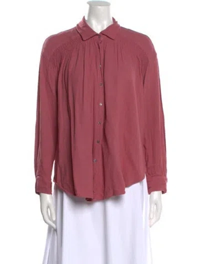 Pre-owned Xirena Long Sleeve Button-up Top In Pink