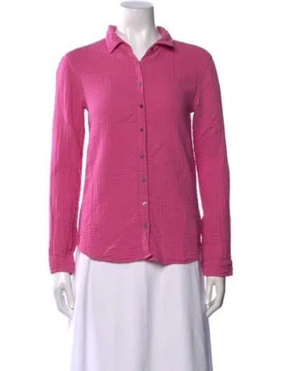 Pre-owned Xirena Long Sleeve Button-up Top In Pink