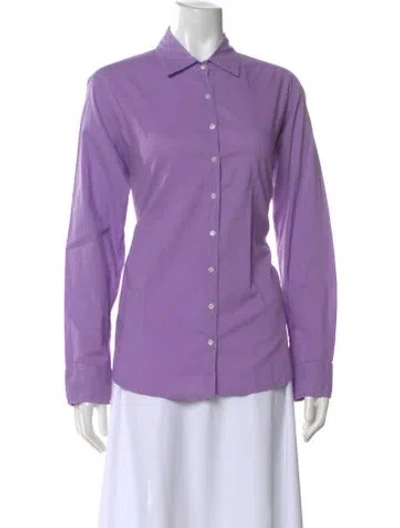 Pre-owned Xirena Long Sleeve Button-up Top In Purple