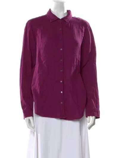 Pre-owned Xirena Long Sleeve Button-up Top In Purple