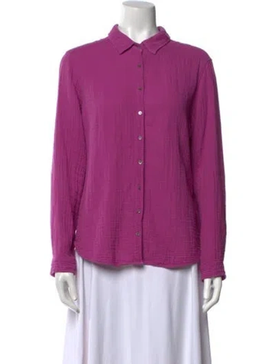 Pre-owned Xirena Long Sleeve Button-up Top In Purple