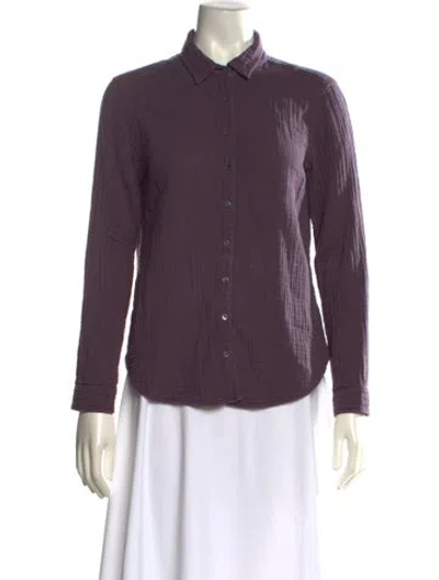 Pre-owned Xirena Long Sleeve Button-up Top In Purple