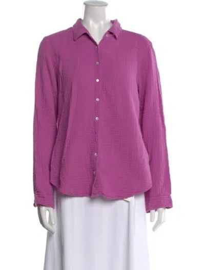 Pre-owned Xirena Long Sleeve Button-up Top In Purple