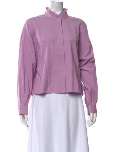 Pre-owned Xirena Long Sleeve Button-up Top In Purple