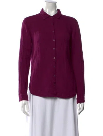 Pre-owned Xirena Long Sleeve Button-up Top In Purple