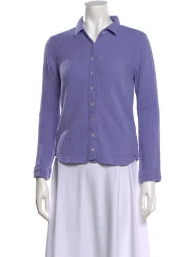 Pre-owned Xirena Long Sleeve Button-up Top In Purple