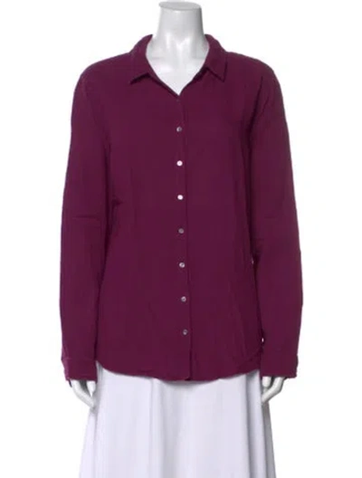 Pre-owned Xirena Long Sleeve Button-up Top In Purple