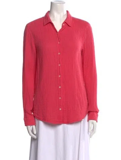 Pre-owned Xirena Long Sleeve Button-up Top In Red