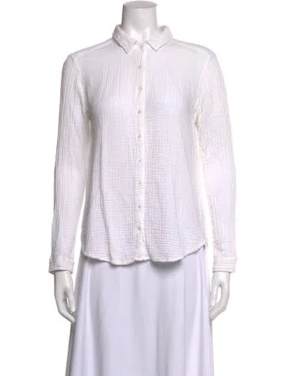 Pre-owned Xirena Long Sleeve Button-up Top In White