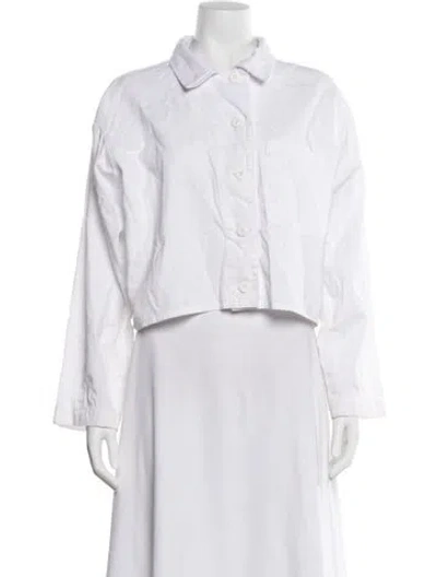 Pre-owned Xirena Long Sleeve Crop Top In White
