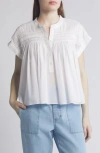 Xirena Louelle Ruched Lace-trim Cotton Top In White