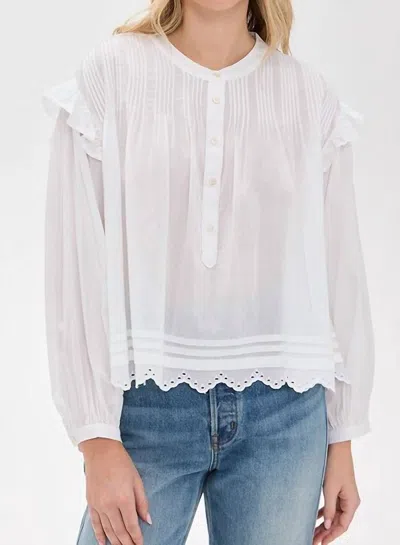 Xirena Lucielle Round Neck Long Sleeve Top In White